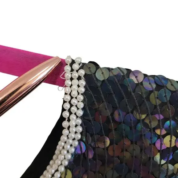 Gorgeous Sequin Sheath Dress | Modest Glam Vintage Silk - Picture 10 of 12